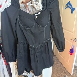 Black with white detail romper